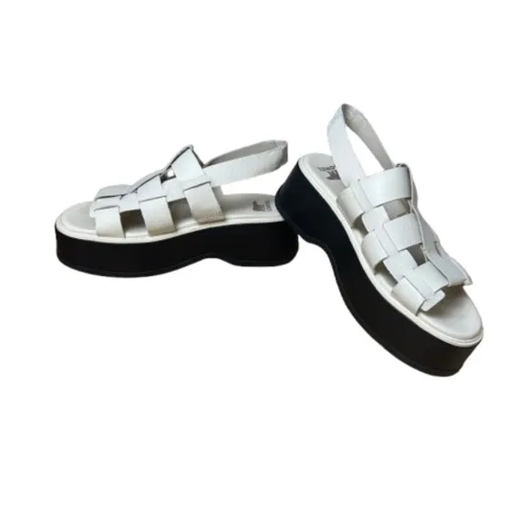 Sorel Women's Dayspring Slingback Platform Sandals Honey White &amp; Black Size 8