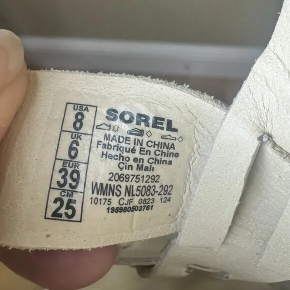 Sorel Women's Dayspring Slingback Platform Sandals Honey White &amp; Black Size 8