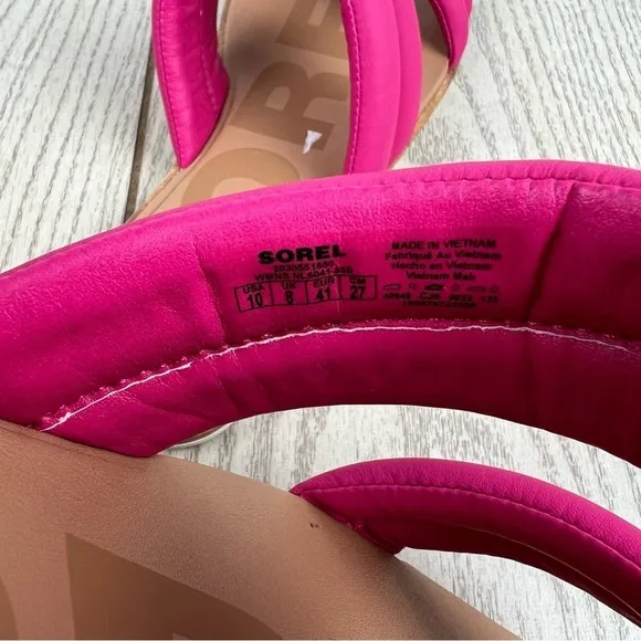 Sorel Women's Ella II Puff Slide Sandals US10 Fuchsia Fizz Sea Salt $85