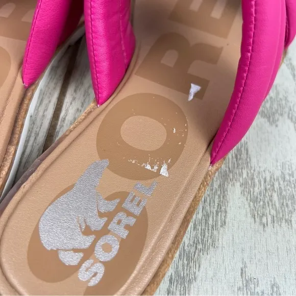 Sorel Women's Ella II Puff Slide Sandals US10 Fuchsia Fizz Sea Salt $85