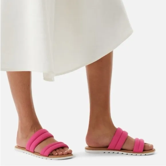 Sorel Women's Ella II Puff Slide Sandals US10 Fuchsia Fizz Sea Salt $85