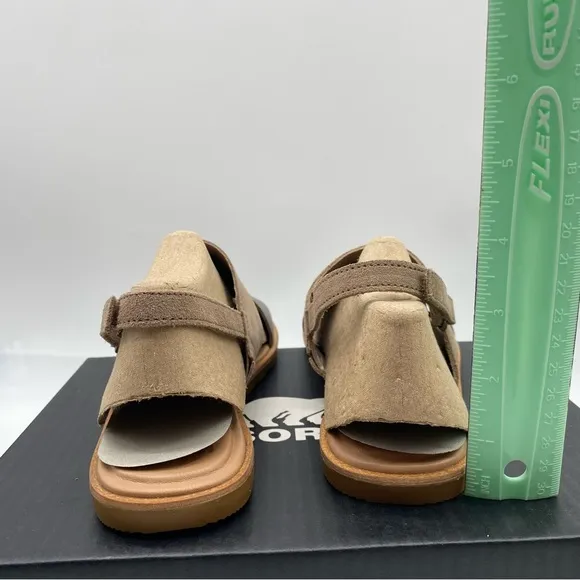 Sorel Women's Ella II Slingback flat Sandals in Ash Brown, Chalk Size 6 NEW