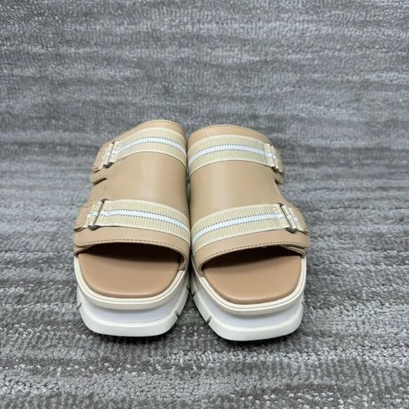 SOREL WOMEN'S JOANIE II SLINGBACK WEDGE SANDALS  Size 7.5 Cream Tan White