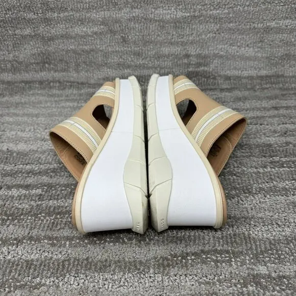 SOREL WOMEN'S JOANIE II SLINGBACK WEDGE SANDALS  Size 7.5 Cream Tan White