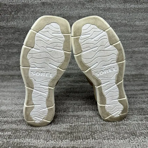 SOREL WOMEN'S JOANIE II SLINGBACK WEDGE SANDALS  Size 7.5 Cream Tan White