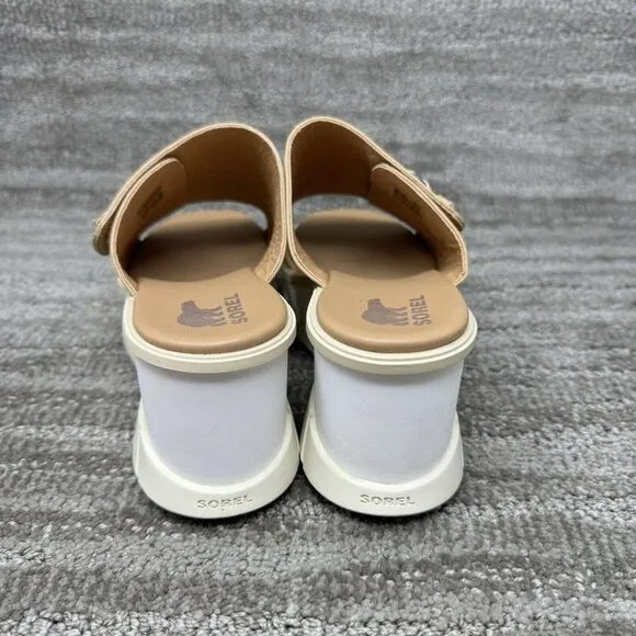 SOREL WOMEN'S JOANIE II SLINGBACK WEDGE SANDALS  Size 7.5 Cream Tan White