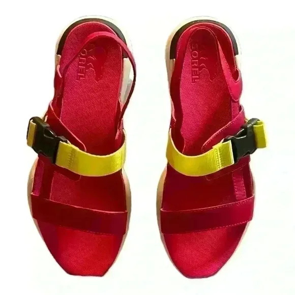 SOREL Women's Kinetic Impact Slingback Wedge Sandals Pink Size 9.  New, No Box.