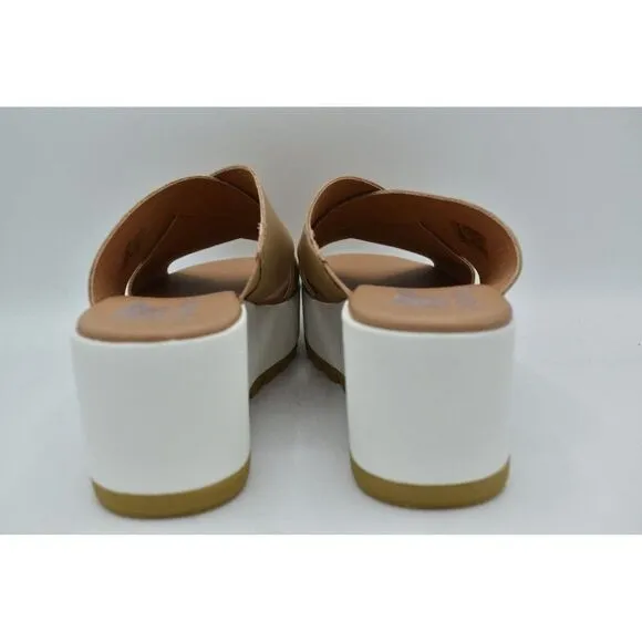 Sorel Womens Size 9.5 Cameron Flatform Wedge Beige Sea Salt Leather Sandals