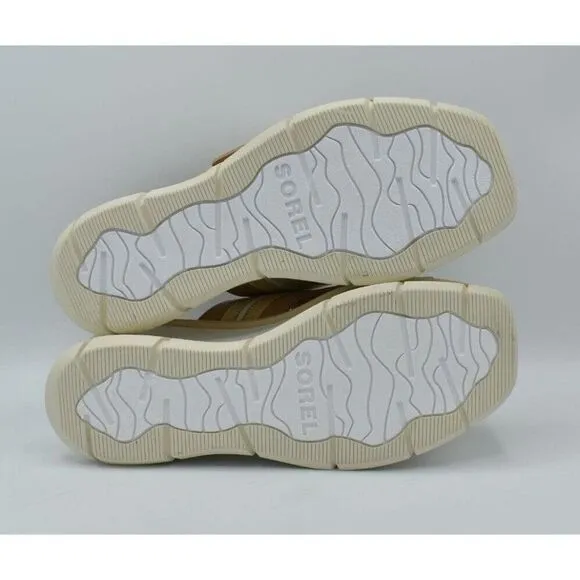 Sorel Women Size 10 Joanie III Beige Chalk Wedge Slide Leather Platform Sandals