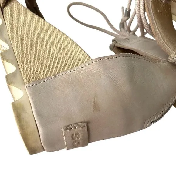 Sorel Joanie Wedge Sandal Ankle Lace with Velcro Strap in Size 8