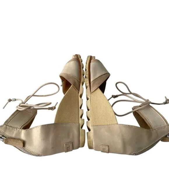 Sorel Joanie Wedge Sandal Ankle Lace with Velcro Strap in Size 8