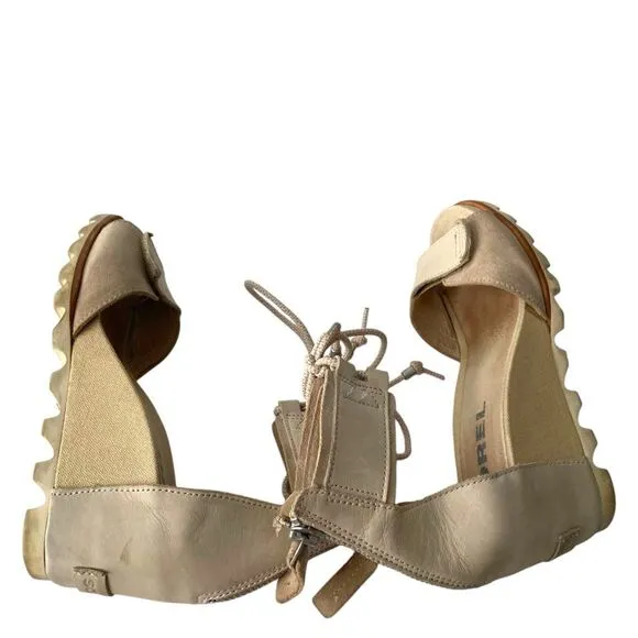 Sorel Joanie Wedge Sandal Ankle Lace with Velcro Strap in Size 8