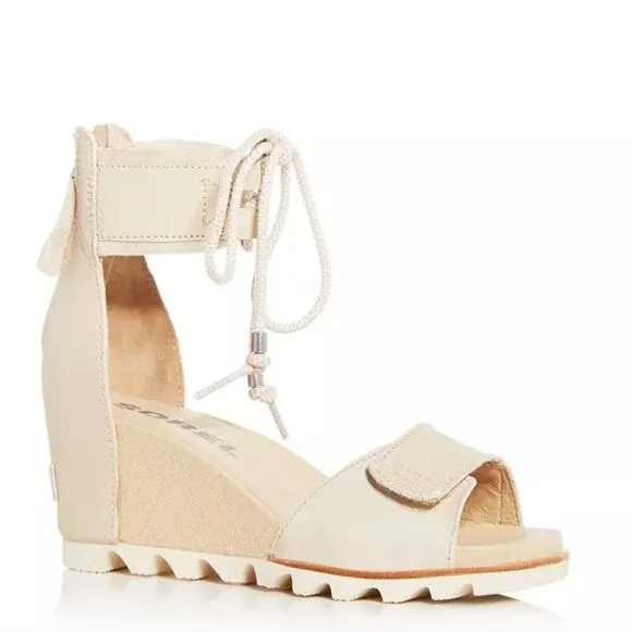 Sorel Joanie Wedge Sandal Ankle Lace with Velcro Strap in Size 8