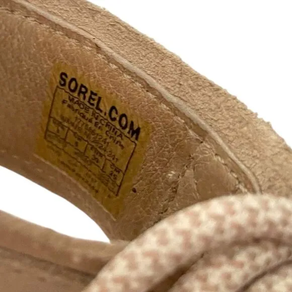Sorel Joanie Wedge Sandal Ankle Lace with Velcro Strap in Size 8