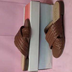 Soul Naturalizer Royale Saddle Leather Upper Brown Braided Slip On Sandals 5.5