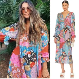 SPELL AND THE GYPSY Cha Cha Boho Patchwork Midi Dress