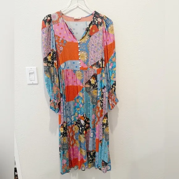 SPELL AND THE GYPSY Cha Cha Boho Patchwork Midi Dress