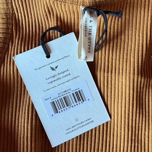 Spell Cosmos Rib Midi Dress in Turmeric