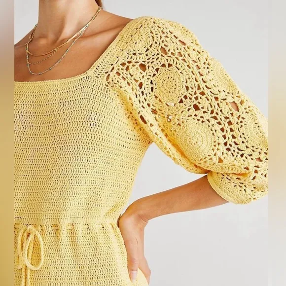 Spell Let the Sunshine In Crochet Mini Dress