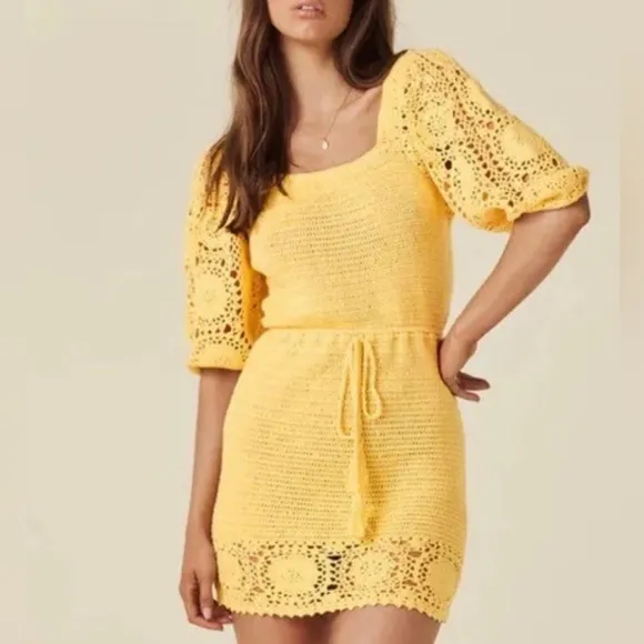 Spell Let the Sunshine In Crochet Mini Dress