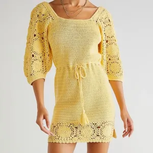 Spell Let the Sunshine In Crochet Mini Dress