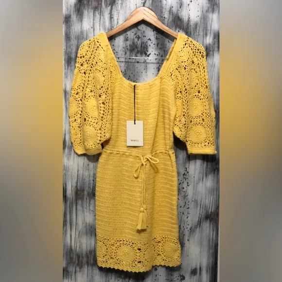 Spell Let the Sunshine In Crochet Mini Dress