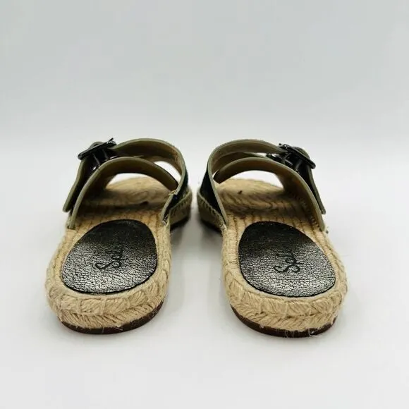Splendid Blake Buckle Slide Nickel Metallic Crackle Leather Espadrilles  Size 7