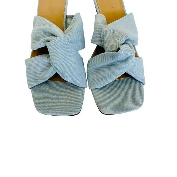 Splendid Women's Hannah Kitten Heel Sandals Light Denim Blue Fabric‎ 8.5 M NWB