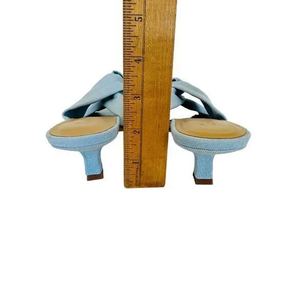 Splendid Women's Hannah Kitten Heel Sandals Light Denim Blue Fabric‎ 8.5 M NWB