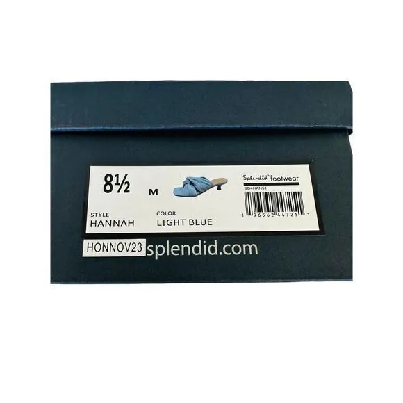 Splendid Women's Hannah Kitten Heel Sandals Light Denim Blue Fabric‎ 8.5 M NWB