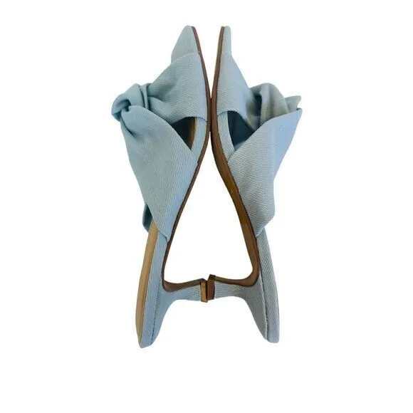 Splendid Women's Hannah Kitten Heel Sandals Light Denim Blue Fabric‎ 8.5 M NWB