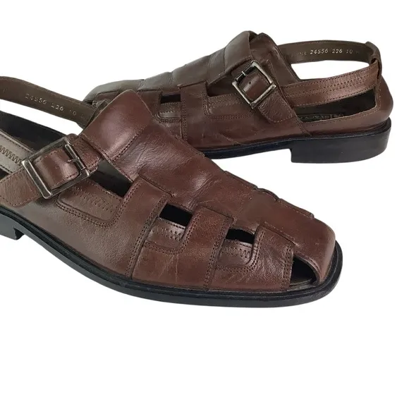 Stacy Adams Fisherman Sandals Brown Leather Sz 10