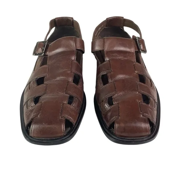 Stacy Adams Fisherman Sandals Brown Leather Sz 10