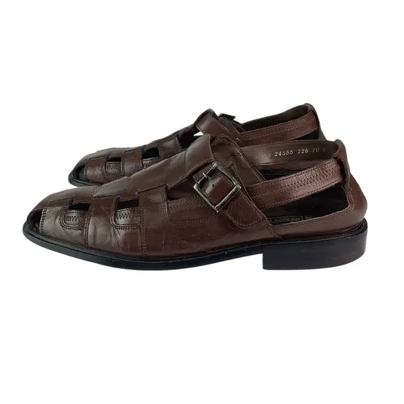 Stacy Adams Fisherman Sandals Brown Leather Sz 10