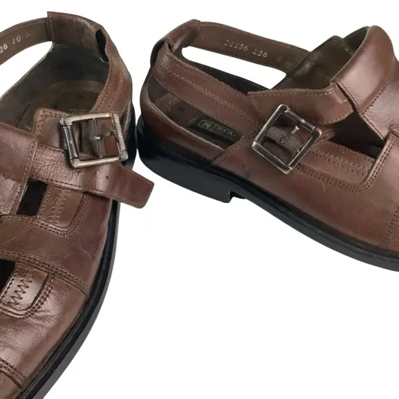 Stacy Adams Fisherman Sandals Brown Leather Sz 10