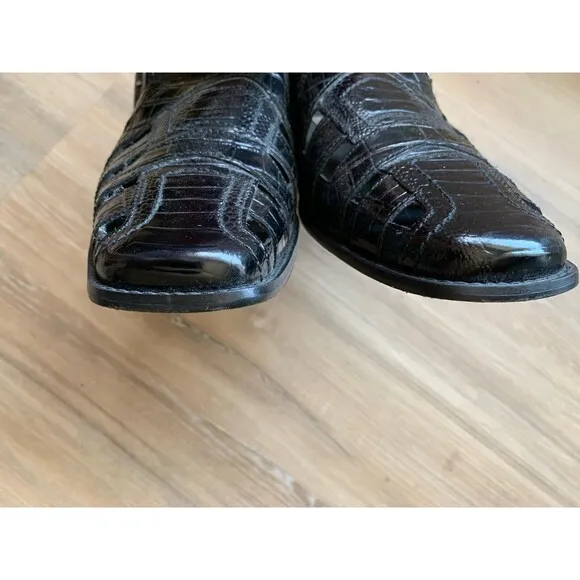 Stacy Adams Mens Black Crocodile Print Leather Sandals Shoes Sz 12m Fisherman