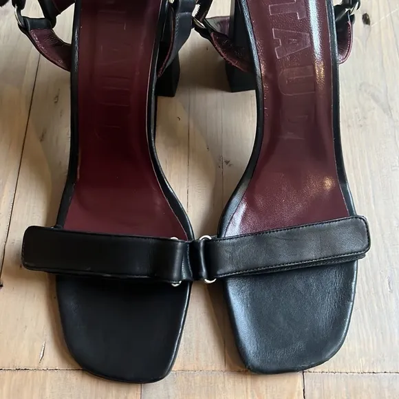 🆕Staud Betty Slingback Block Heel Sandal Leather Black 41
