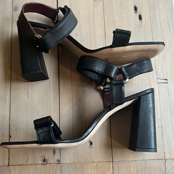 🆕Staud Betty Slingback Block Heel Sandal Leather Black 41