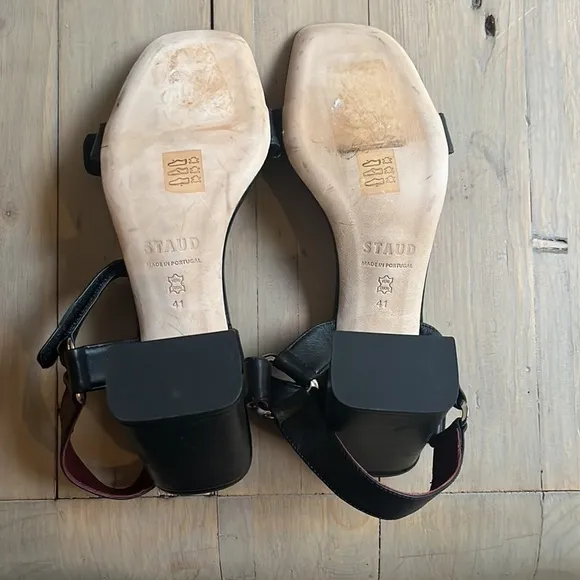 🆕Staud Betty Slingback Block Heel Sandal Leather Black 41