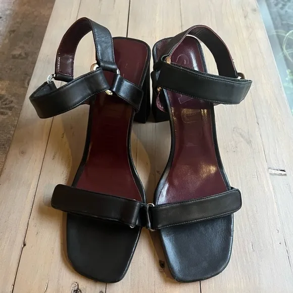 🆕Staud Betty Slingback Block Heel Sandal Leather Black 41