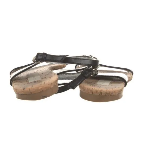 Stella McCartney Jodie Crystal Embellished Sandals Black Leather Cork Size 41