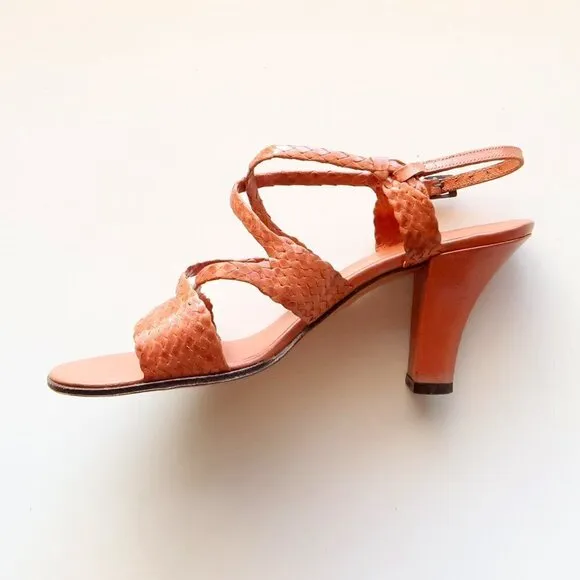 Stephane Kelian Woven Leather Strappy Mid Height Sturdy Heel Sling-back Sandals