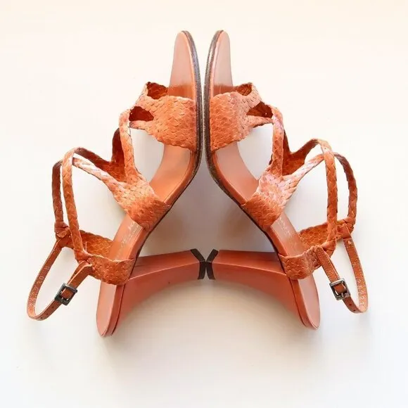 Stephane Kelian Woven Leather Strappy Mid Height Sturdy Heel Sling-back Sandals