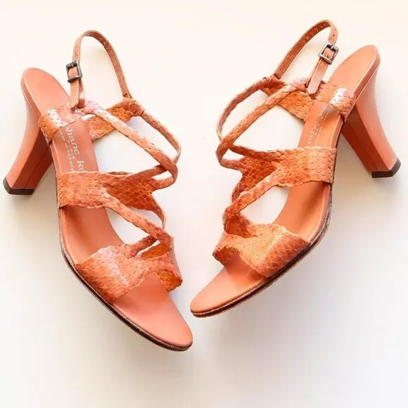 Stephane Kelian Woven Leather Strappy Mid Height Sturdy Heel Sling-back Sandals