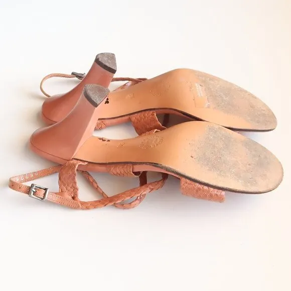 Stephane Kelian Woven Leather Strappy Mid Height Sturdy Heel Sling-back Sandals