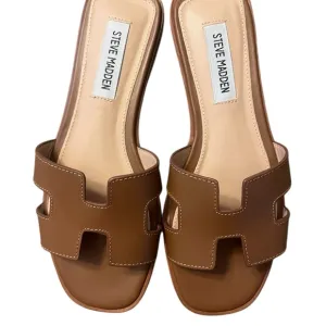 Steve Madden Brown H-Cutout Slide Sandals