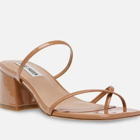 Steve Madden Involved Womens Criss-Cross Front Slip On Heel Sandals