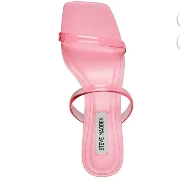 STEVE MADDEN LILAH Women's Block Heel Slide Dress Sandals Double Strap Pink