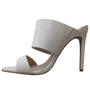 Steve Madden Mallory White Snake Embossed Heeled Mules Size 7