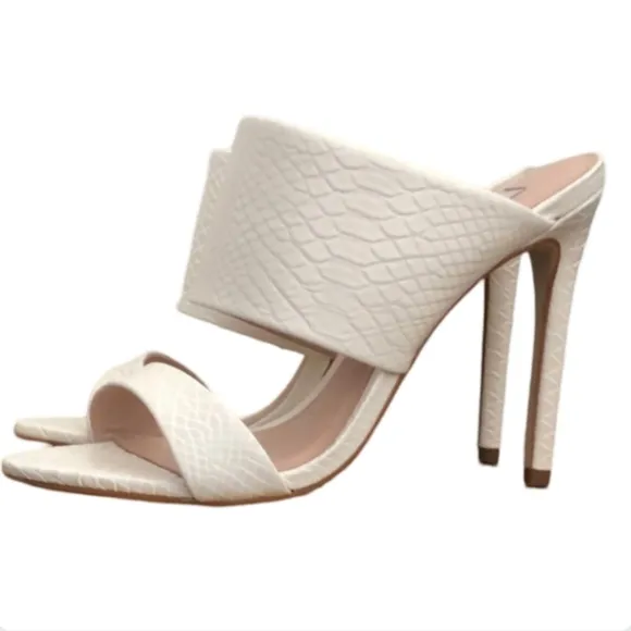 Steve Madden Mallory White Snake Embossed Heeled Mules Size 7